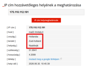 The IP address shows where the email came from.
